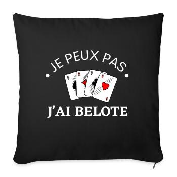 Je peux pas j'ai belote - Housse de coussin décorative 45 x 45 cm - noir - Devant