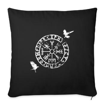 Vergvisir and crows - Sofa pillowcase 17,3'' x 17,3'' (45 x 45 cm) - black - Front