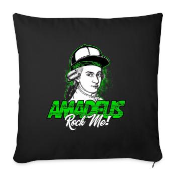 Amadeus Rock Me | Wolfgang Amadeus Mozart Classical - Sofa pillowcase 17,3'' x 17,3'' (45 x 45 cm) - black - Front