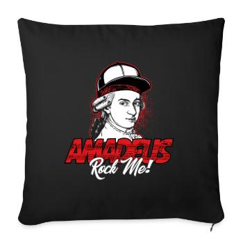 Amadeus Rock Me | Wolfgang Amadeus Mozart Classical - Sofa pillowcase 17,3'' x 17,3'' (45 x 45 cm) - black - Front
