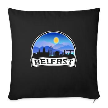 Belfast Irlande du Nord Skyline Vintage Sunset Tr - Housse de coussin décorative 45 x 45 cm - noir - Devant