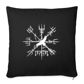 Vegvisir corbeau - Housse de coussin décorative 45 x 45 cm - noir - Devant