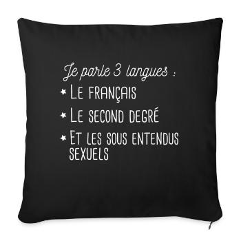 Français sexe humour cadeau t-shirt drôle - Housse de coussin décorative 45 x 45 cm - noir - Devant