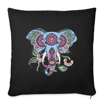 Mandala Elefant, schönes Mandala, Ganesha. (Color) - Sofakissenbezug 45 x 45 cm - Schwarz - Vorne