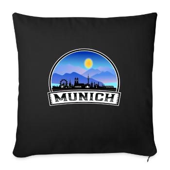 München Deutschland Skyline Vintage Sunset Travel Souve - Sofakissenbezug 45 x 45 cm - Schwarz - Vorne