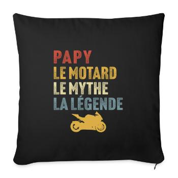 Papy le motard le mythe la légende - Housse de coussin décorative 45 x 45 cm - noir - Devant