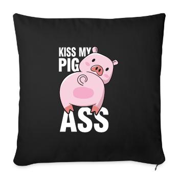 Schweine Hintern Schwein - Sofakissenbezug 45 x 45 cm - Schwarz - Vorne