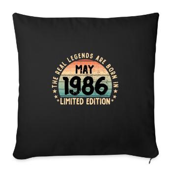Né en 1986 Tee Vintage Legend Né en mai - Housse de coussin décorative 45 x 45 cm - noir - Devant