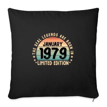 Born in 1979 Tee Vintage Legend Born in January - Housse de coussin décorative 45 x 45 cm - noir - Devant
