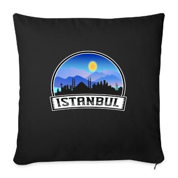 Istanbul Turquie Skyline Vintage Sunset Voyage Souv - Housse de coussin décorative 45 x 45 cm - noir - Devant