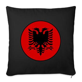 Ronde du drapeau de l’Albanie - Housse de coussin décorative 45 x 45 cm - noir - Devant
