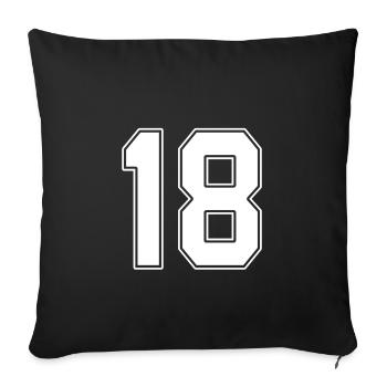 18 ans numéro maillot 18 - Housse de coussin décorative 45 x 45 cm - noir - Devant