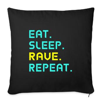 Mangez. Dormir. Rave. Répétez. - Housse de coussin décorative 45 x 45 cm - noir - Devant