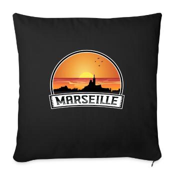 Marseille France Skyline Vintage Sunset Travel Sou - Sofa pillowcase 17,3'' x 17,3'' (45 x 45 cm) - black - Front