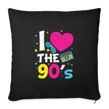 1990er 90er Jahre Heart The Nineties - Sofakissenbezug 45 x 45 cm - Schwarz - Vorne