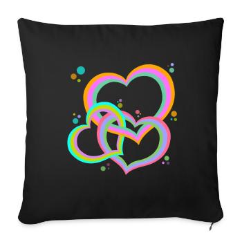 Bunte ineinander verschlungene Herzen für Dich! - Sofakissenbezug 45 x 45 cm - Schwarz - Vorne