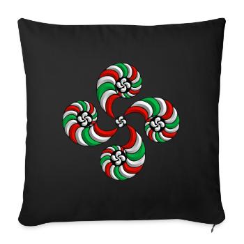 Lauburu croix Basque - Housse de coussin décorative 45 x 45 cm - noir - Devant
