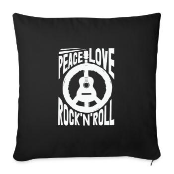 Peace Love Rock And Roll Gitarre Hippie - Sofakissenbezug 45 x 45 cm - Schwarz - Vorne