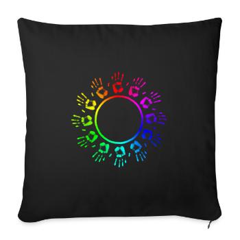 colorful Haende in a circle in rainbow - Sofa pillowcase 17,3'' x 17,3'' (45 x 45 cm) - black - Front