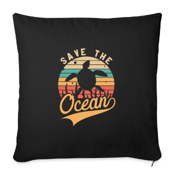 Sauvez l’amoureux des tortues marines de mer de l’océan - Housse de coussin décorative 45 x 45 cm - noir - Devant