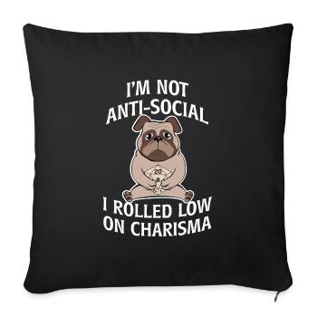 Asozial Charisma - Sofakissenbezug 45 x 45 cm - Schwarz - Vorne