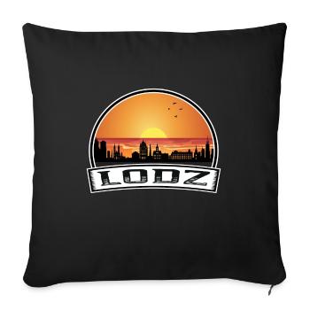 Lodz Pologne Skyline Vintage Sunset Souvenir de voyage - Housse de coussin décorative 45 x 45 cm - noir - Devant