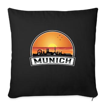 München Deutschland Skyline Vintage Sunset Travel Souve - Sofakissenbezug 45 x 45 cm - Schwarz - Vorne