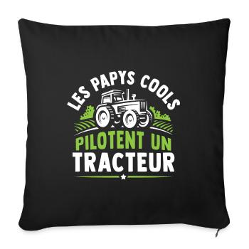 les papys cools pilotent un tracteur - Housse de coussin décorative 45 x 45 cm - noir - Devant