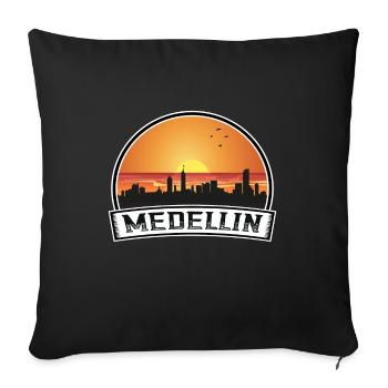 Medellin Colombie Skyline Vintage Sunset Travel So - Housse de coussin décorative 45 x 45 cm - noir - Devant