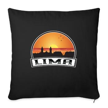 Lima Peru Skyline Vintage Sunset Travel Souvenir - Sofa pillowcase 17,3'' x 17,3'' (45 x 45 cm) - black - Front