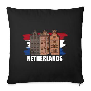 Netherlands Weed Pride Gift - Sofa pillowcase 17,3'' x 17,3'' (45 x 45 cm) - black - Front
