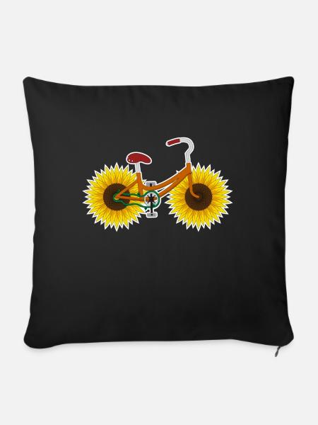 Fahrrad Sonnenblume - Sofakissenbezug 45 x 45 cm - Schwarz