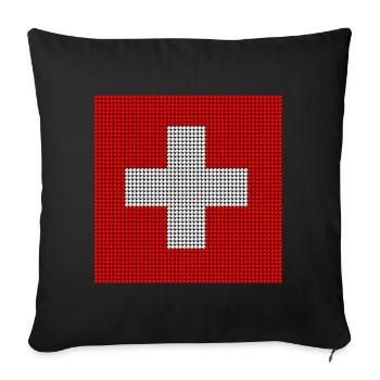 Swiss Flag - Beaded Mosaic - Sofa pillowcase 17,3'' x 17,3'' (45 x 45 cm) - black - Front