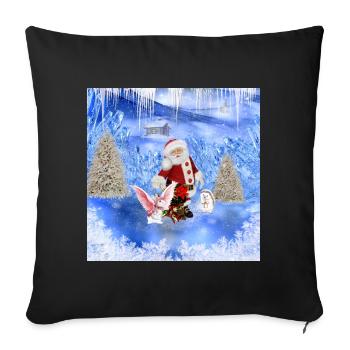 Santa mit Hase - Sofakissenbezug 45 x 45 cm - Schwarz - Vorne