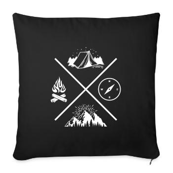 tent camp t-shirt camping - Sofa pillowcase 17,3'' x 17,3'' (45 x 45 cm) - black - Front