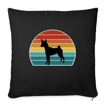 Basenji Dog Silhouette Vintage Sunset for Dog Love - Sofa pillowcase 17,3'' x 17,3'' (45 x 45 cm) - black - Front