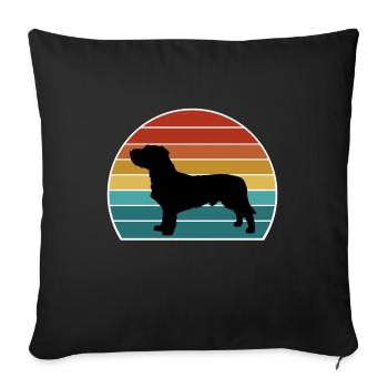 Basset Fauve De Bretagne Dog Silhouette Vintage Su - Sofa pillowcase 17,3'' x 17,3'' (45 x 45 cm) - black - Front