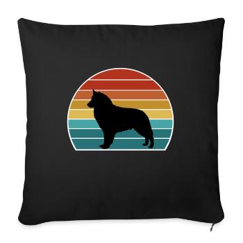 Chien de berger bohème Silhouette Vintage Sunset fo - Housse de coussin décorative 45 x 45 cm - noir - Devant