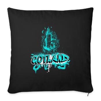 Gotland graffiti lighthouse design - Sofa pillowcase 17,3'' x 17,3'' (45 x 45 cm) - black - Front