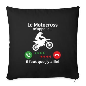 Le motocross m'appelle il faut que j'y aille - Housse de coussin décorative 45 x 45 cm - noir - Devant