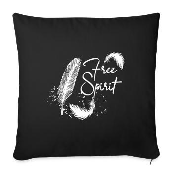 Free Spirit - Feather - Feder - Sofakissenbezug 45 x 45 cm - Schwarz - Vorne