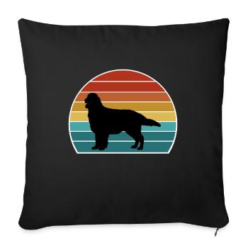Flat-Coated Retriever Dog Silhouette Vintage Sunse - Sofa pillowcase 17,3'' x 17,3'' (45 x 45 cm) - black - Front