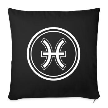 Sternzeichen Fische Symbol Kreis Vektor - Sofakissenbezug 45 x 45 cm - Schwarz - Vorne