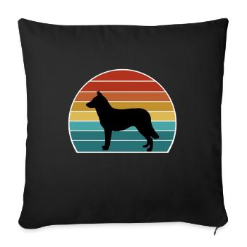 Lapponian Herder Dog Silhouette Vintage Sunset pour - Housse de coussin décorative 45 x 45 cm - noir - Devant