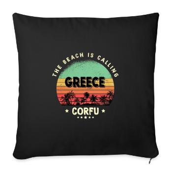 Corfou Grèce Beach Vintage Thaïlande - Housse de coussin décorative 45 x 45 cm - noir - Devant