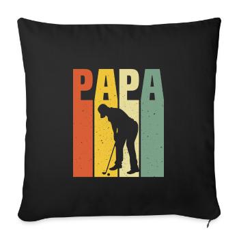 retro papa golfer golfer dad t-shirt golf dad - Sofakissenbezug 45 x 45 cm - Schwarz - Vorne
