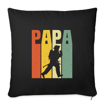 retro papa pompier t-shirt sapeur pompier - Housse de coussin décorative 45 x 45 cm - noir - Devant