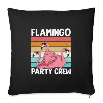 Flamingo Anniversaire Flamingo Party Crew - Housse de coussin décorative 45 x 45 cm - noir - Devant