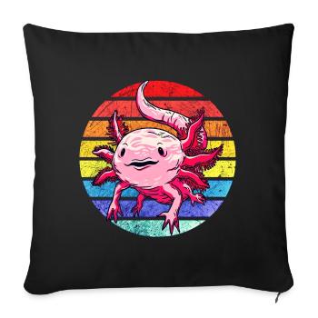 Axolotl. Retro Axolotl. Funny axolotl - Sofa pillowcase 17,3'' x 17,3'' (45 x 45 cm) - black - Front