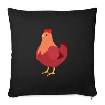 Hen Kawaii Cartoon Illustration Artwork Für Kinder - Sofakissenbezug 45 x 45 cm - Schwarz - Vorne